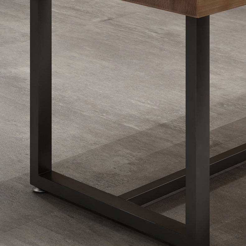 Industrial Style Solid Wood Dining Table Brown Square Table with Trestle Base for Dinning Room