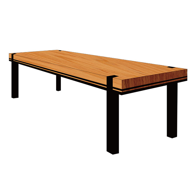 Rectangle 4 Legs Industrial Dining Table Wood Color Fixed Table with Solid Wood