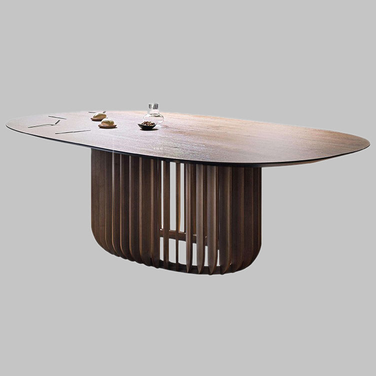 Mesa de comedor ovalada moderna de madera maciza, mesa superior de madera para cocina y comedor
