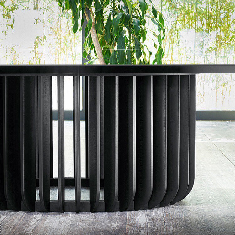 Mesa de comedor ovalada moderna de madera maciza, mesa superior de madera para cocina y comedor