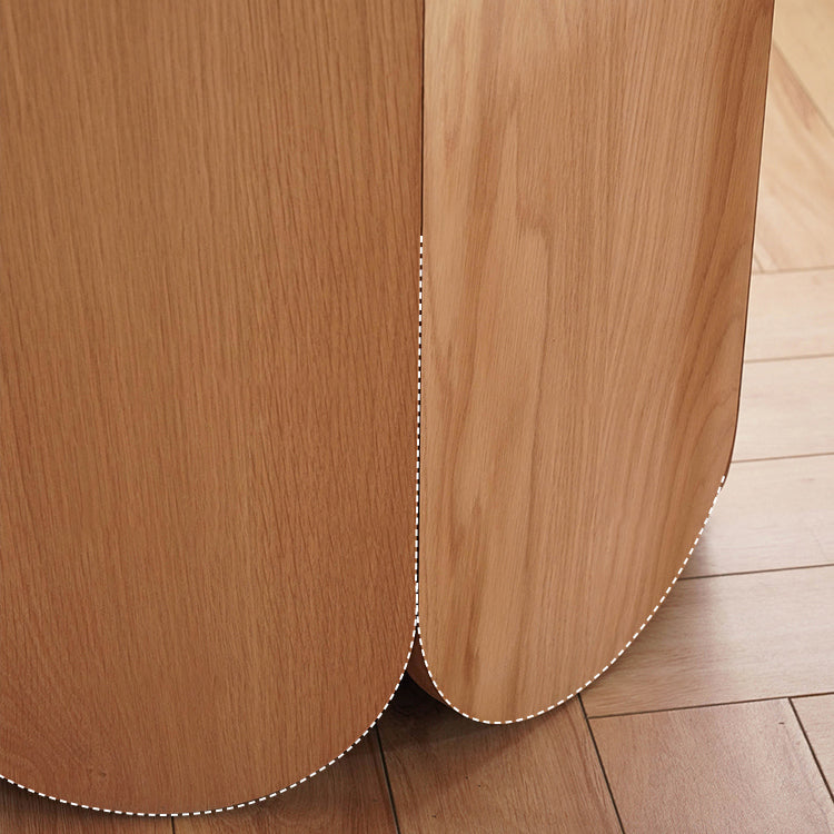 Oak Wood Round Dining Table Kitchen Table in Nature with Wooden Pedestal