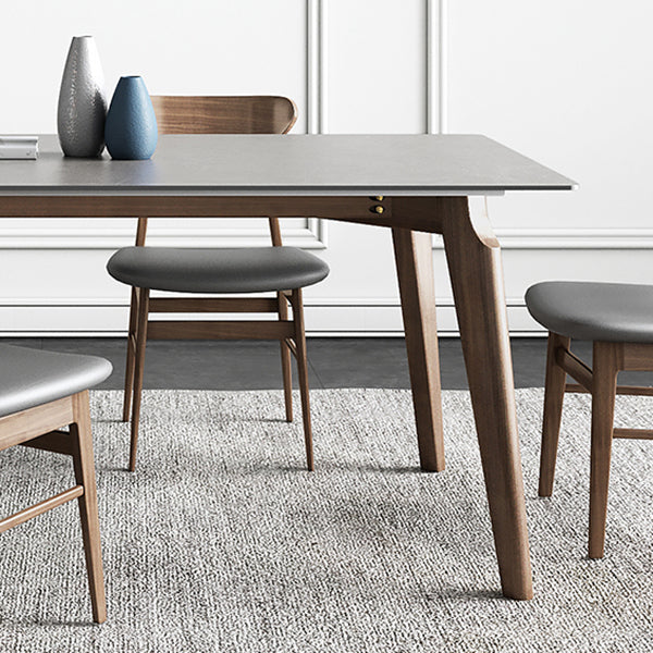 Contemporary Gray Sintered Stone Dining Table Rectangle Shape Standard Dining Table for Kitchen