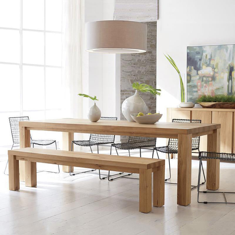 Mesa de rectángulo de madera de pino mesa de comedor moderna con 4 patas para restaurante