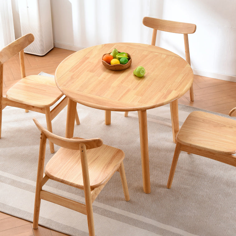 Rubberwood Solid Wood Dining Table Contemporary Style Dining Site Table with 4 Legs