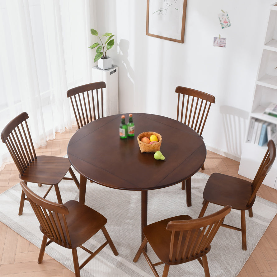 Rubberwood Solid Wood Dining Table Contemporary Style Dining Site Table with 4 Legs