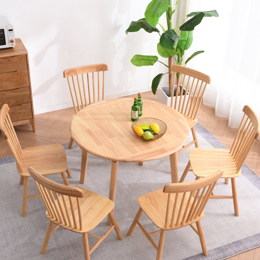 Rubberwood Solid Wood Dining Table Contemporary Style Dining Site Table with 4 Legs