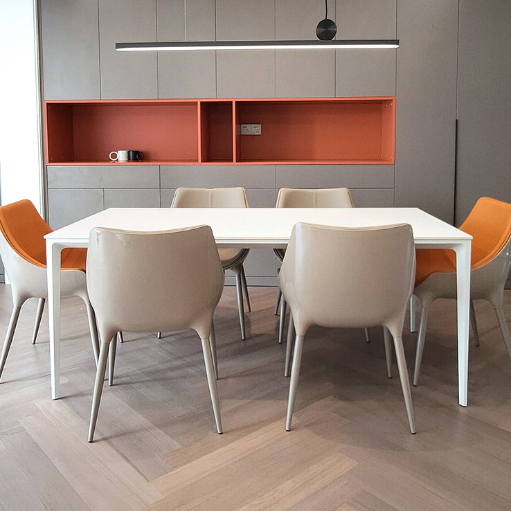 Modern White Sintered Stone Dining Table Rectangle Shape Standard Dining Table for Kitchen