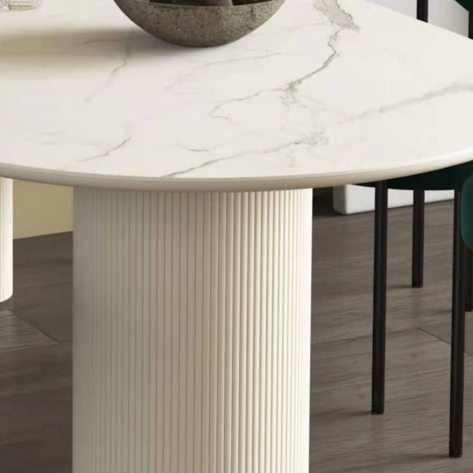 Metal Contemporary Free Form Dining Table Sintered Stone Top Table for Dining Room and Kitchen