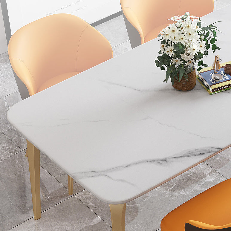 4 Legs Kitchen Dining Table Modern Luxury Style Rectangle Stone Dinette Table