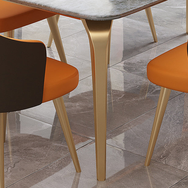 4 Legs Kitchen Dining Table Modern Luxury Style Rectangle Stone Dinette Table