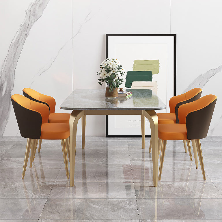 4 Legs Kitchen Dining Table Modern Luxury Style Rectangle Stone Dinette Table