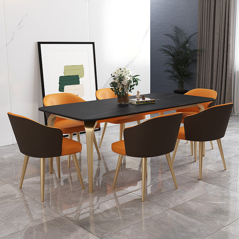 4 Legs Kitchen Dining Table Modern Luxury Style Rectangle Stone Dinette Table
