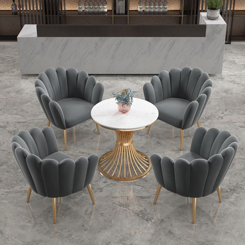 Runder weißer Esstisch Sintered Stone Tisch Luxusstil mit Sockel