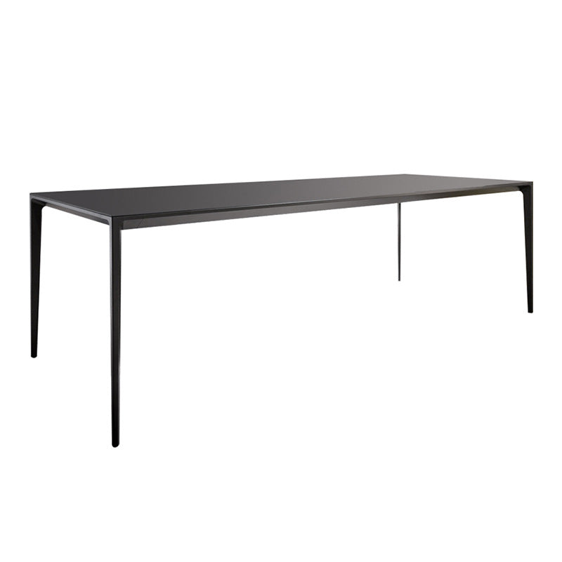 Sintered Stone Top Dining Table Rectangle Table in Grey with Metal Base and 4 Legs
