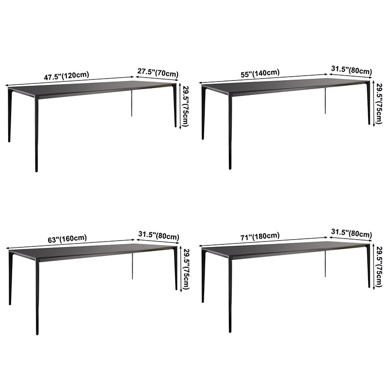 Sintered Stone Top Dining Table Rectangle Table in Grey with Metal Base and 4 Legs