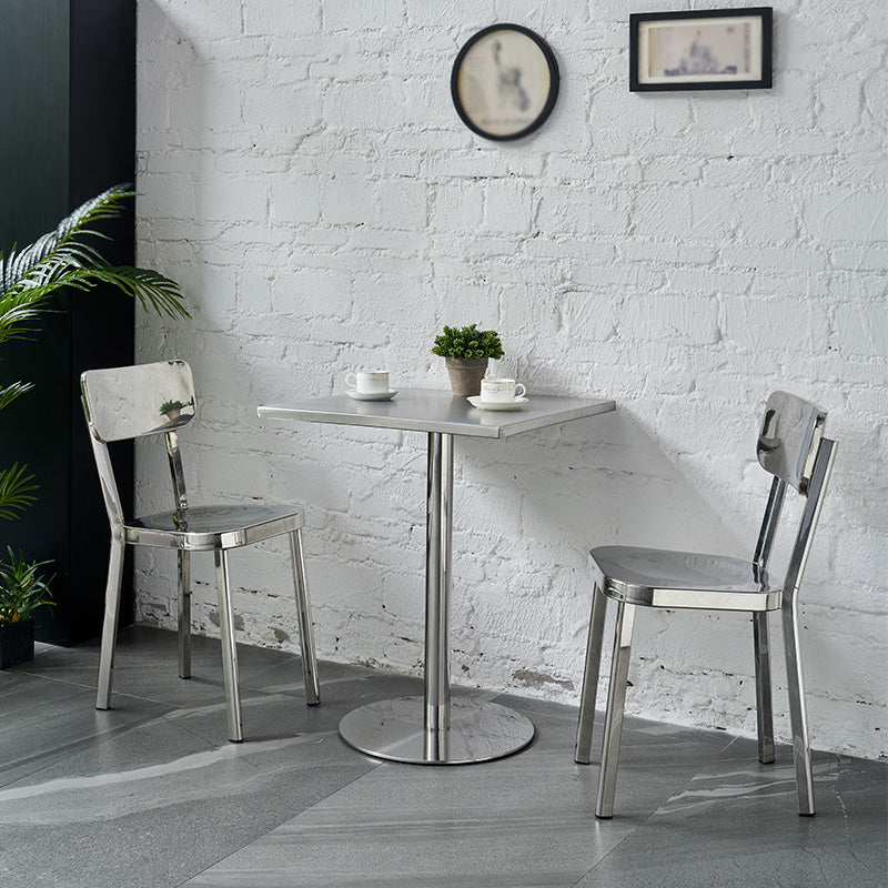 Industrial Style Stainless Steel Dining Table Square Table for Dinning Room