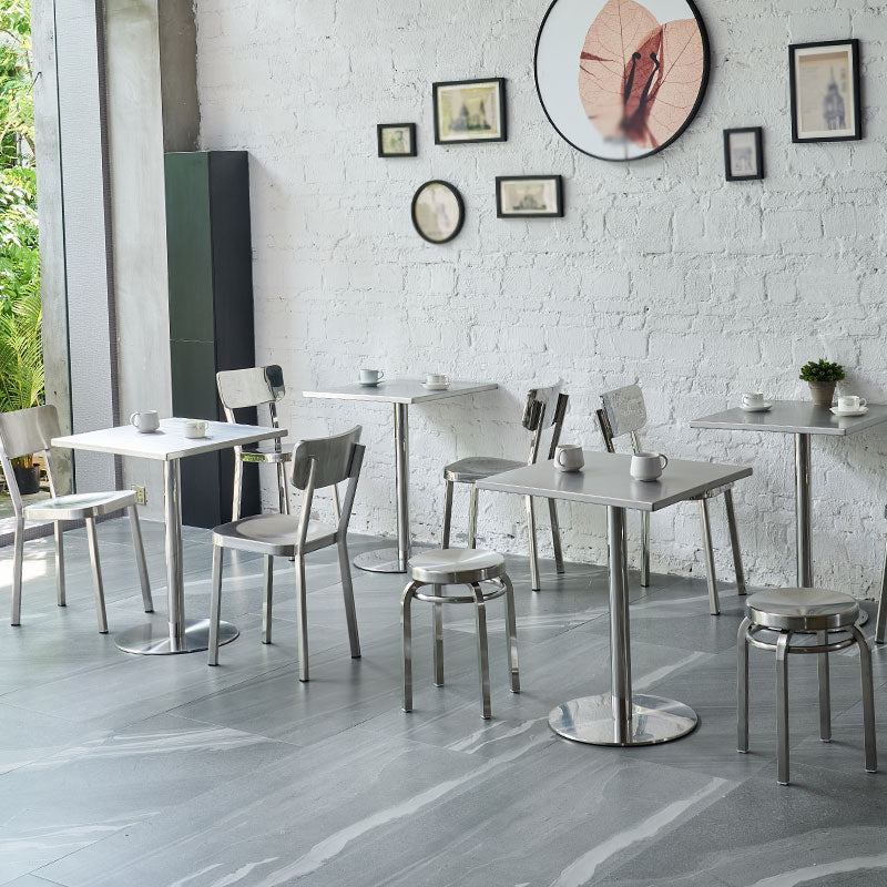 Industrial Style Stainless Steel Dining Table Square Table for Dinning Room