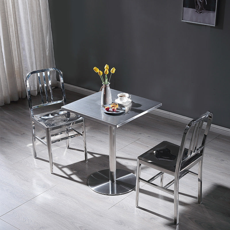 Industrial Style Stainless Steel Dining Table Square Table for Dinning Room