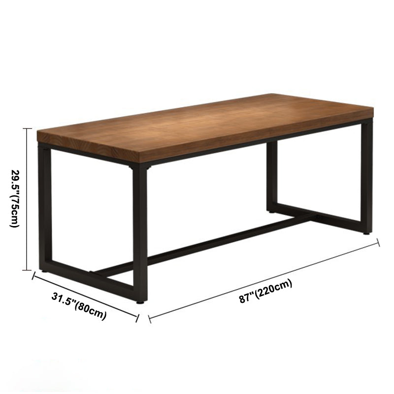 Industrial Rectangle Dining Table Pine Solid Wood Table with Trestle Base for Home Kitchen Dinner