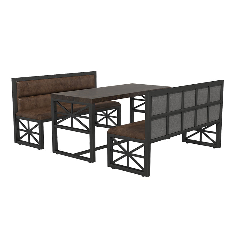 Industrial Solid Wood Dining Table Brown Rectangle Table with Black Frame for Dinning Room