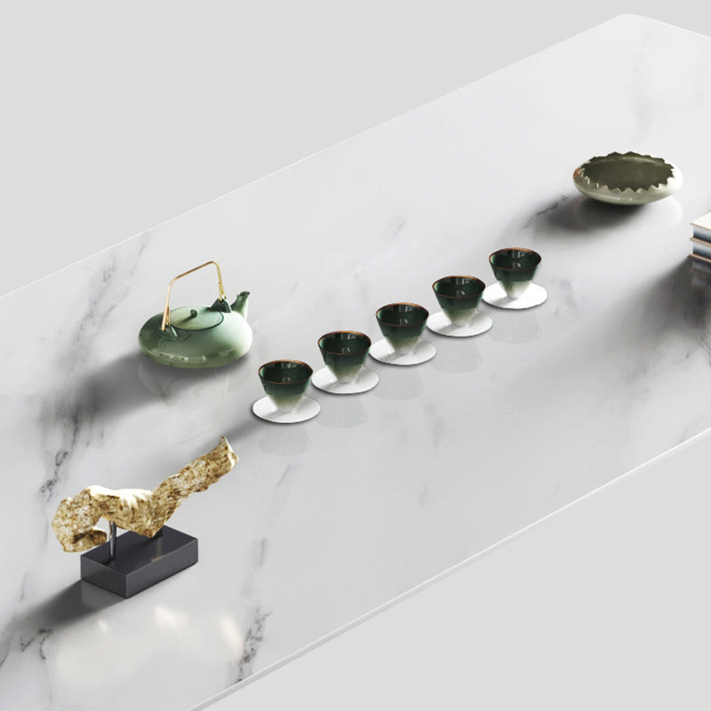 Modern Luxury Rectangle Dining Table Sintered Stone Dining Table with Trestle Base