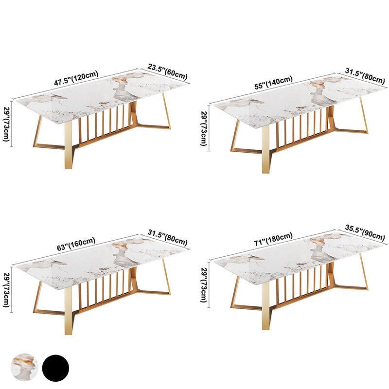 Modern Luxury Rectangle Dining Table Sintered Stone Dining Table with Trestle Base