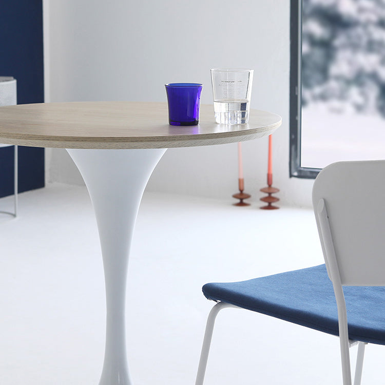 Contemporary Solid Wood Round Shape Dining Table Kitchen Standard Dining Table with Pedestal Base