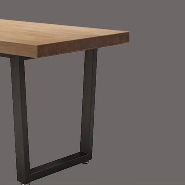 Table à manger en bois massif en pin industriel table rectangle marron avec base de traîneau pour salle à manger