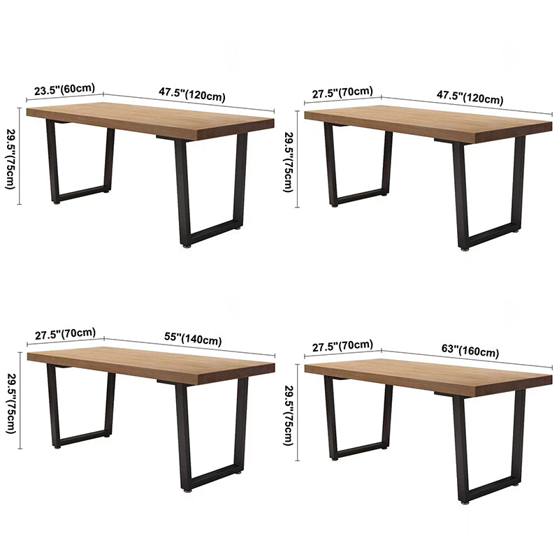 Table à manger en bois massif en pin industriel table rectangle marron avec base de traîneau pour salle à manger