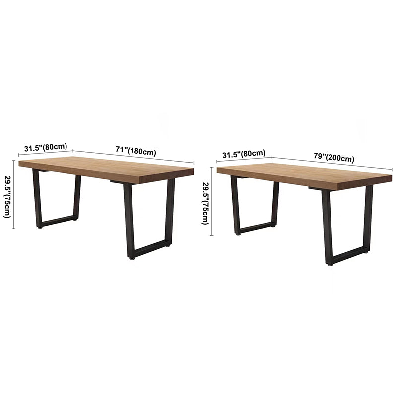 Table à manger en bois massif en pin industriel table rectangle marron avec base de traîneau pour salle à manger