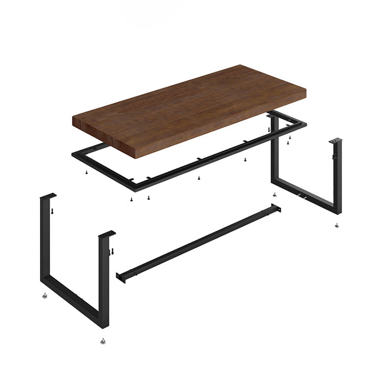 Industrial Rectangle Dining Table Pine Solid Wood Table with Trestle Base