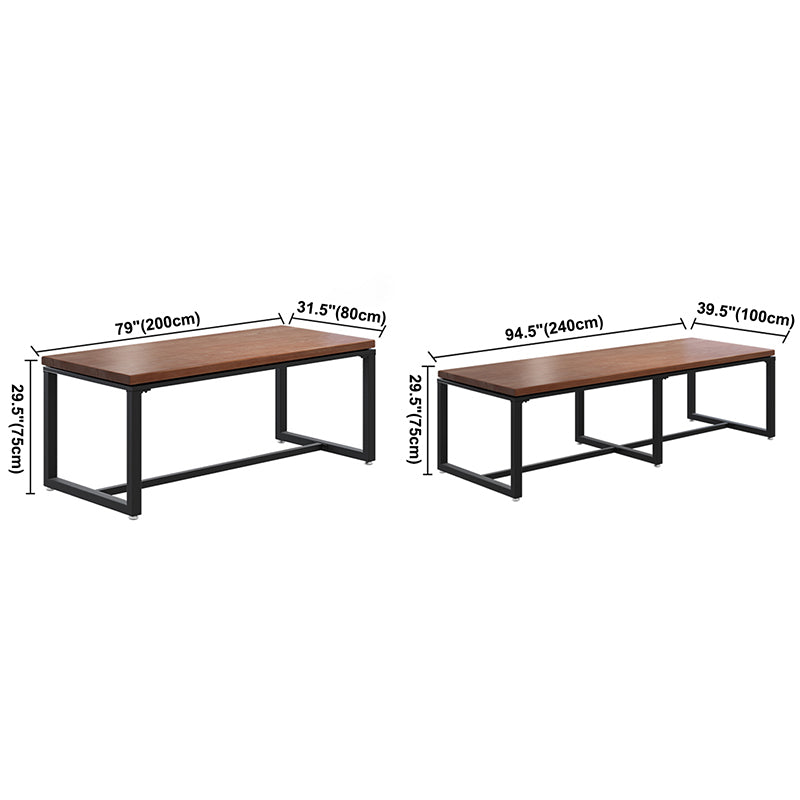Industrial Rectangle Dining Table Pine Solid Wood Table with Trestle Base