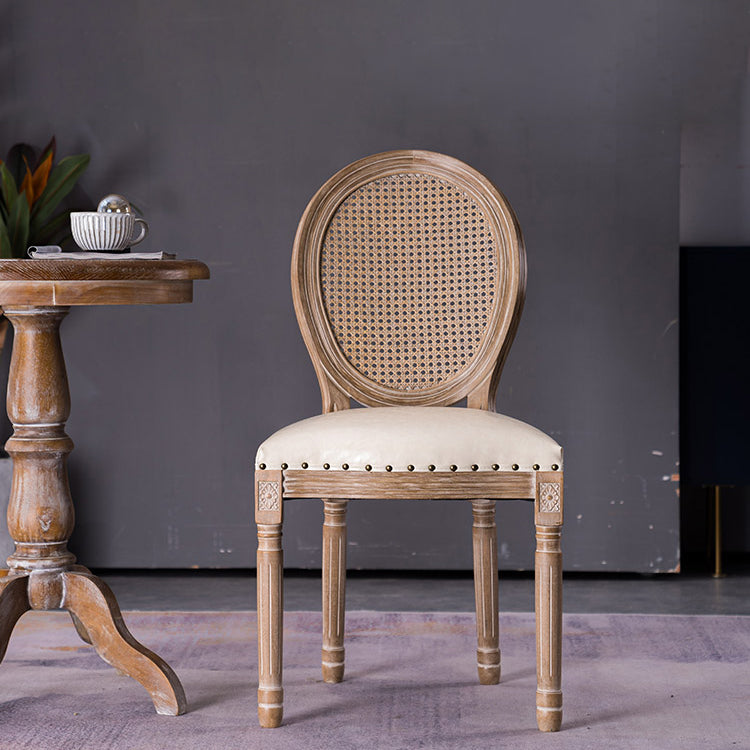 Chaises de salle à manger sans accoudoirs rembourrées, chaise latérale à dossier King Louis avec pieds en bois
