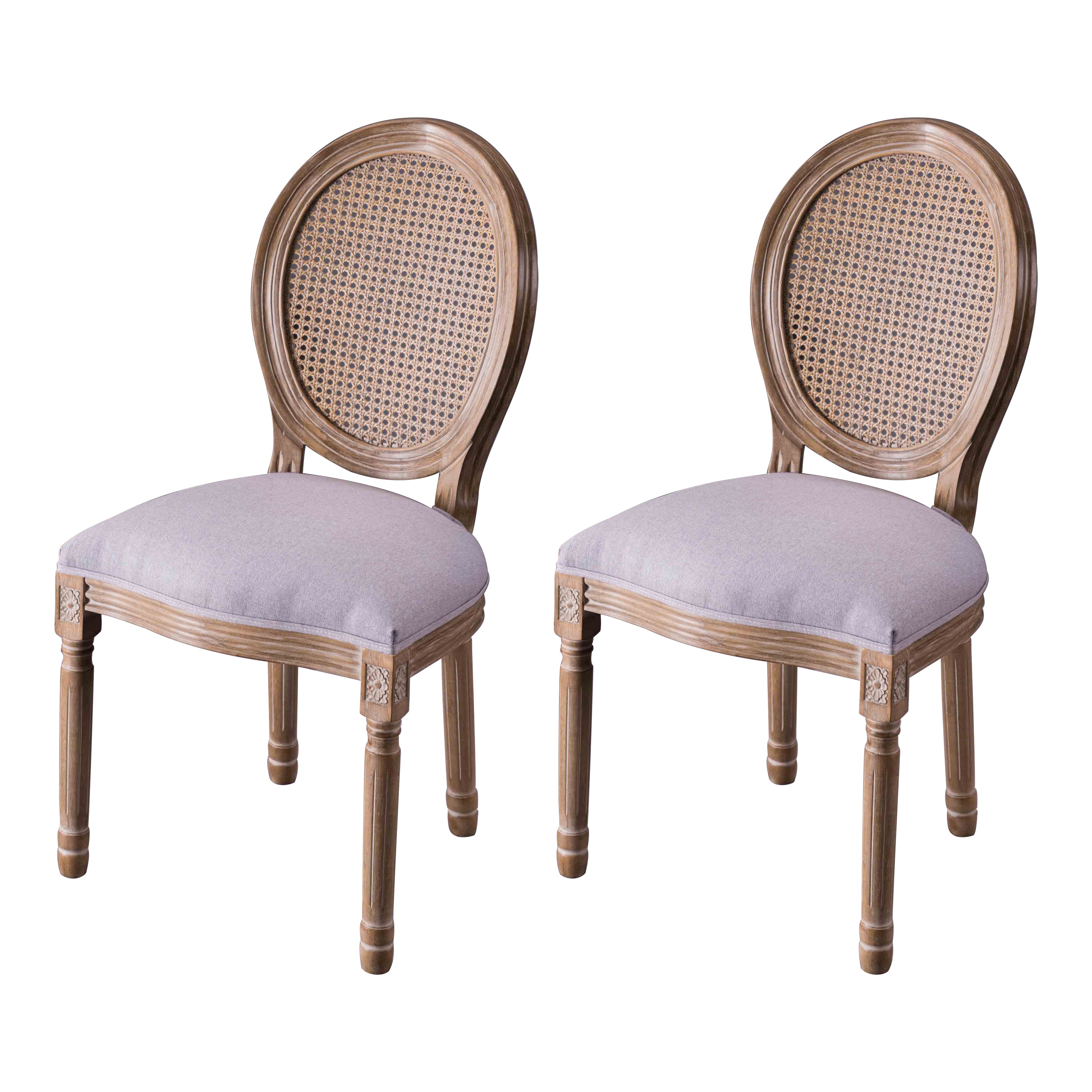 Chaises de salle à manger sans accoudoirs rembourrées, chaise latérale à dossier King Louis avec pieds en bois