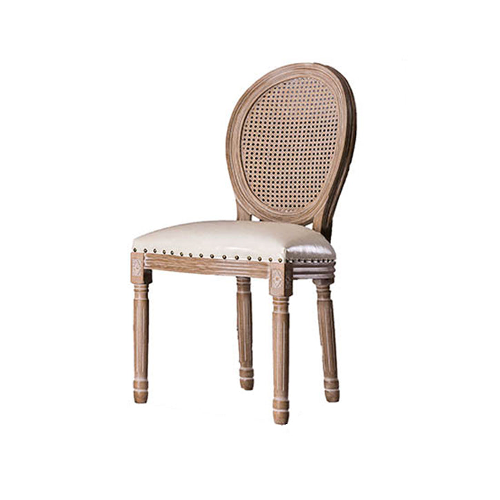 Chaises de salle à manger sans accoudoirs rembourrées, chaise latérale à dossier King Louis avec pieds en bois