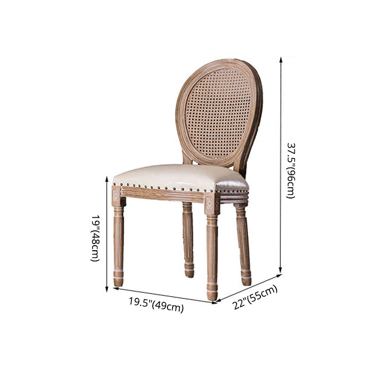 Chaises de salle à manger sans accoudoirs rembourrées, chaise latérale à dossier King Louis avec pieds en bois