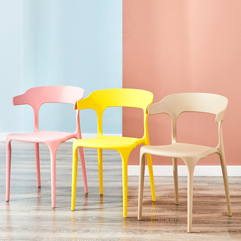 Ensemble de chaise de salle à manger en plastique à dossier ouvert empilable de chaise latérale moderne à la maison