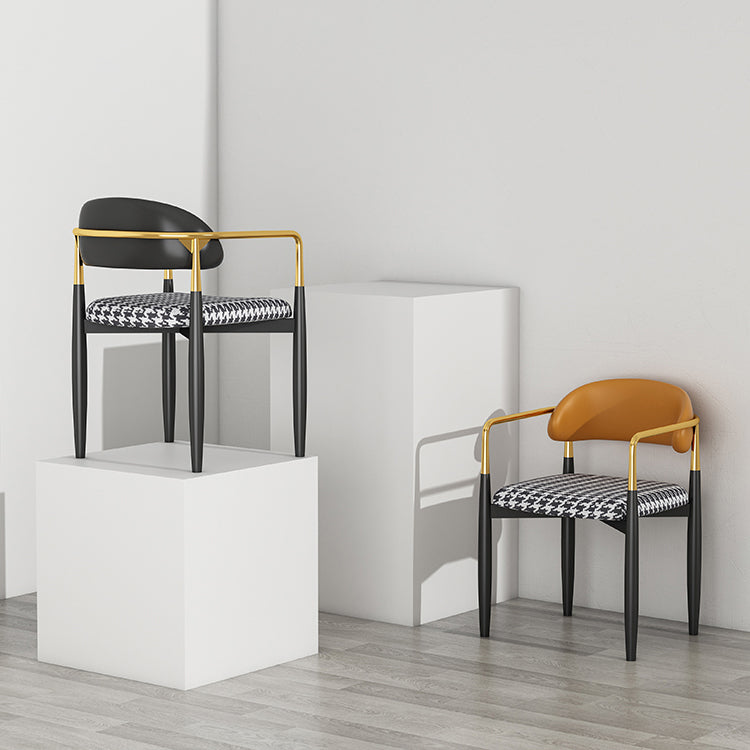Contemporary Metal Dining Room ArmChairs Open Back Dining Side Chair for Home Use