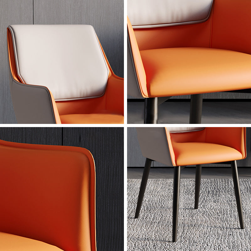 Accueil Fauteuil contemporain Chaise de salle à manger en métal à dossier Parsons avec coussin