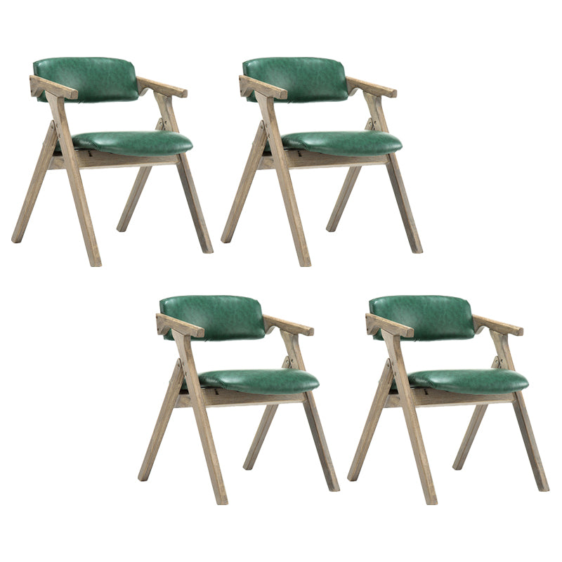 Foldable Dining Arm Chair Open Back Upholstered Armchair with Wood Legs