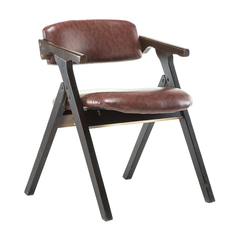 Fauteuil de salle à manger pliable, fauteuil rembourré à dossier ouvert avec pieds en bois