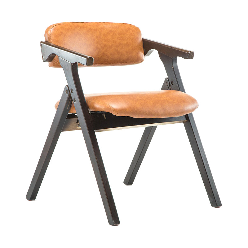 Fauteuil de salle à manger pliable, fauteuil rembourré à dossier ouvert avec pieds en bois