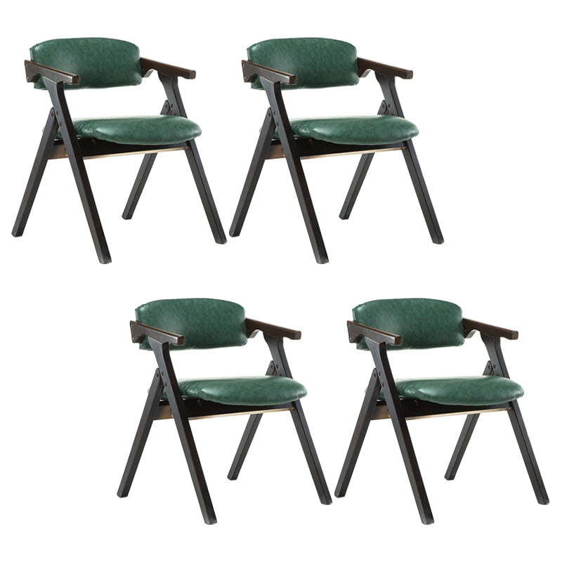 Foldable Dining Arm Chair Open Back Upholstered Armchair with Wood Legs