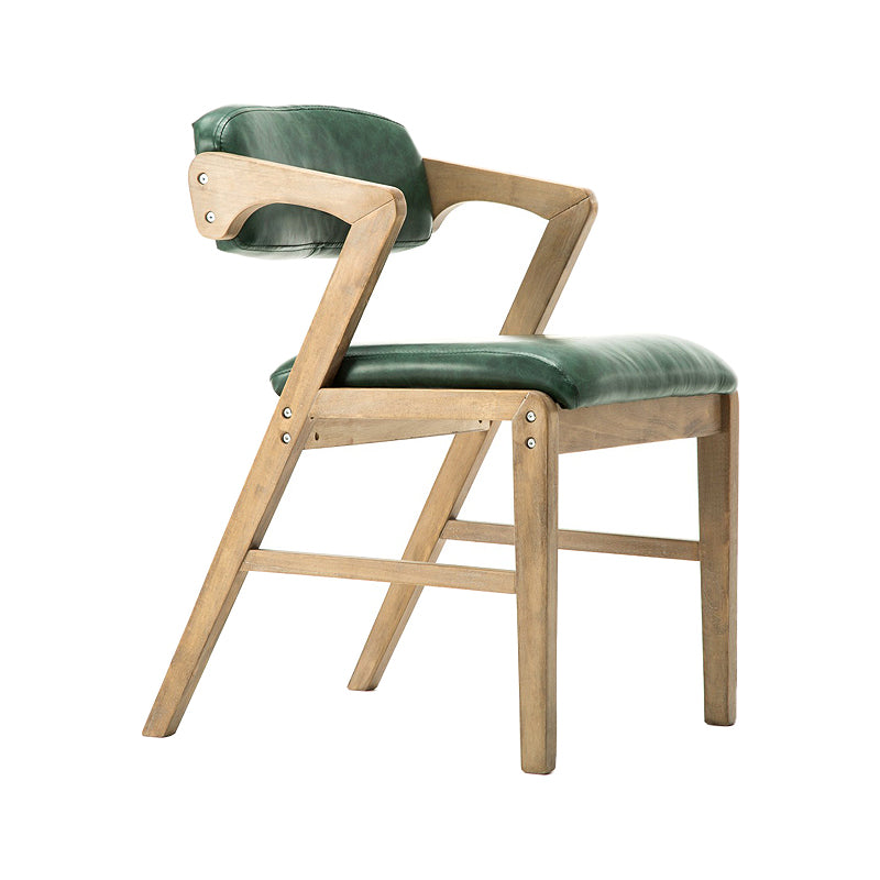 Fauteuil de salle à manger rembourré en cuir PU, fauteuil à dossier ouvert avec pieds en bois