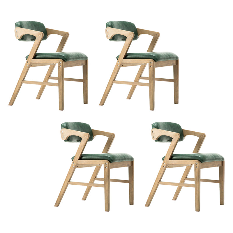 PU Leather Upholstered Dining Armchair Open Back Arm Chair with Wood Legs