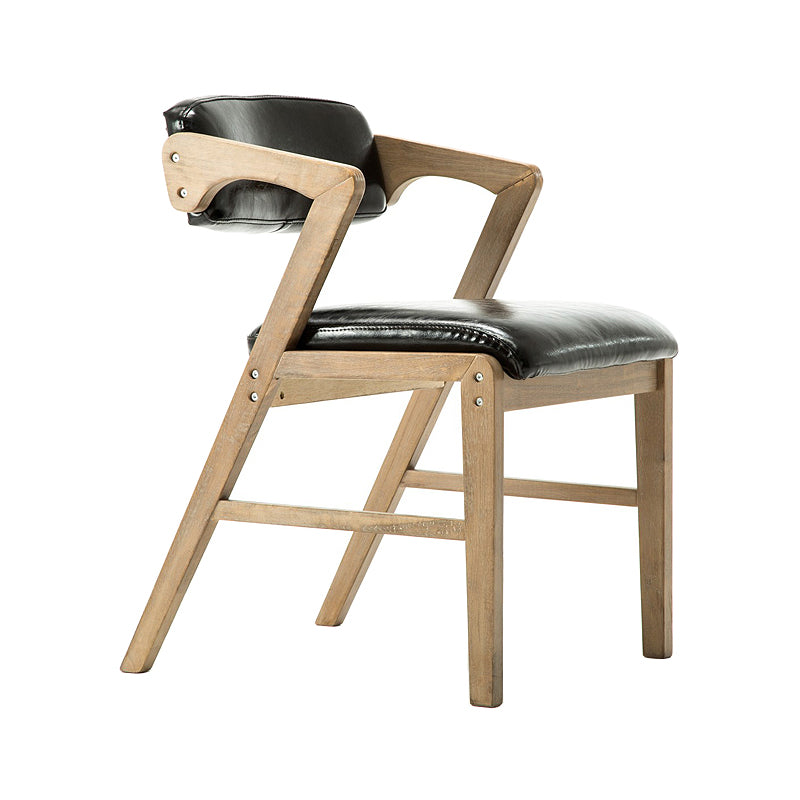 Fauteuil de salle à manger rembourré en cuir PU, fauteuil à dossier ouvert avec pieds en bois