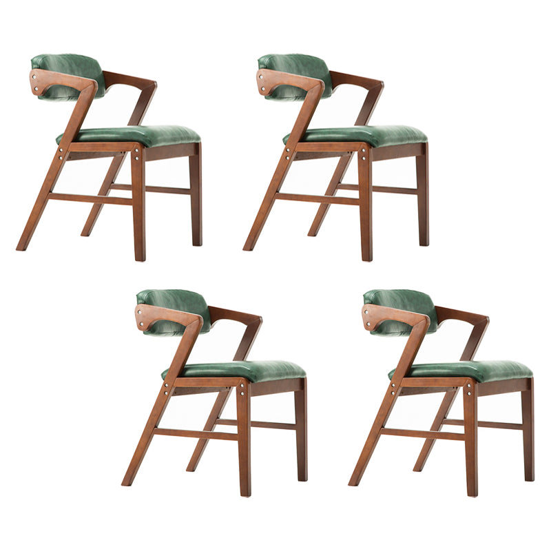 PU Leather Upholstered Dining Armchair Open Back Arm Chair with Wood Legs