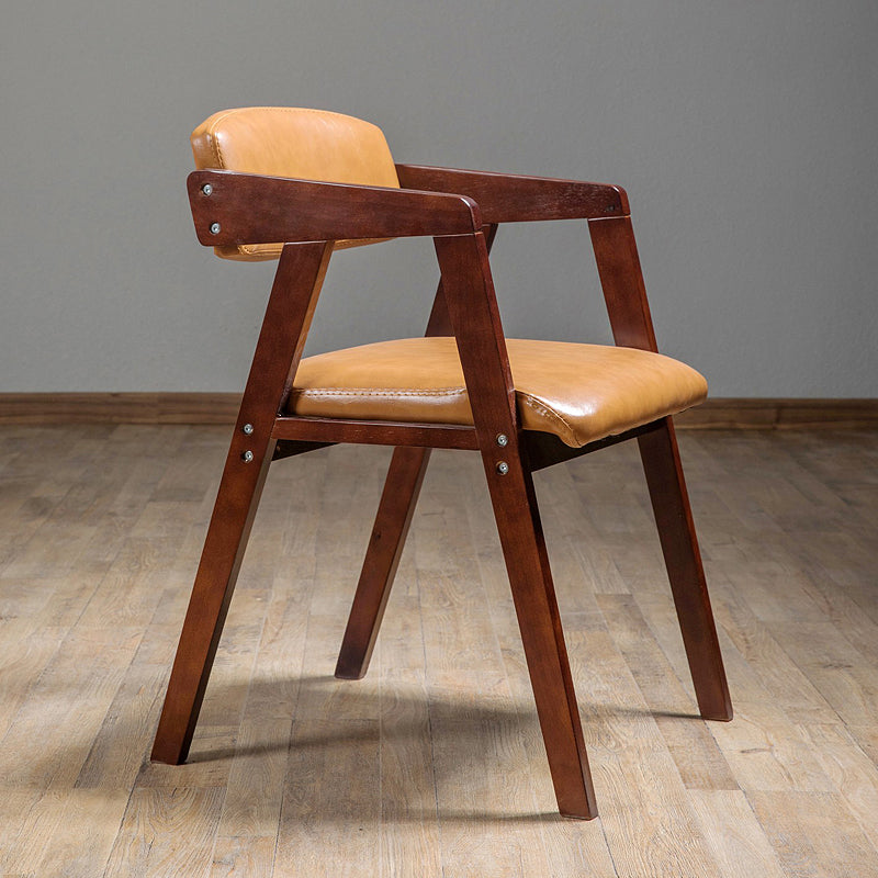 Fauteuil de salle à manger rembourré en cuir PU, fauteuil à dossier ouvert avec pieds en bois