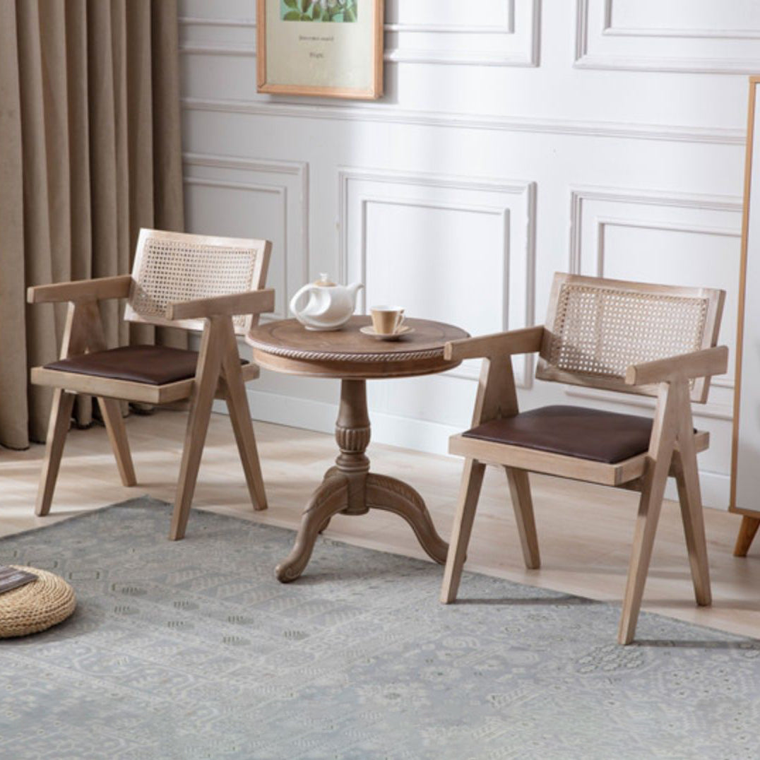 Farmhouse Style Ash Wood Chair Open Back Dining Room Kitchen Arm Chairs Set