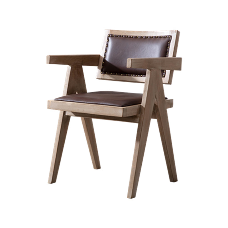 Farmhouse Style Ash Wood Chair Open Back Dining Room Kitchen Arm Chairs Set